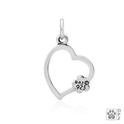 Paw and Heart Necklace, Paw on My Heart Paw Charm, Left