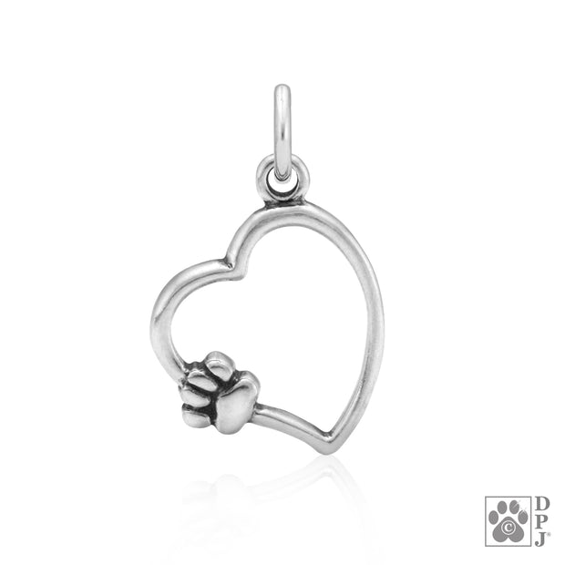 Paw and Heart Necklace, Paw on My Heart Paw Charm, Left