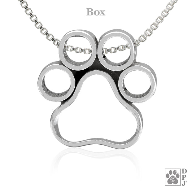 Paw print necklace pendant in sterling silver, Cool gifts for dog lovers