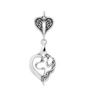 Golden Retriever Sympathy Gift Pendant with Heart Shaped Angel Wing Pendant in Sterling Silver.