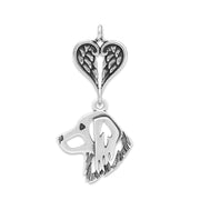 Nederlandse Kooikerhondje Sympathy Gift Pendant with Heart Shaped Angel Wing Pendant in Sterling Silver.