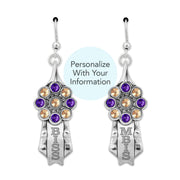 Personalized Crystal Rosette Ribbon Earrings in Sterling Silver, Championship Jewelry