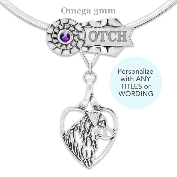 Custom Best In Show Australian Shepherd Necklace, OTCH Ribbon Jewelry