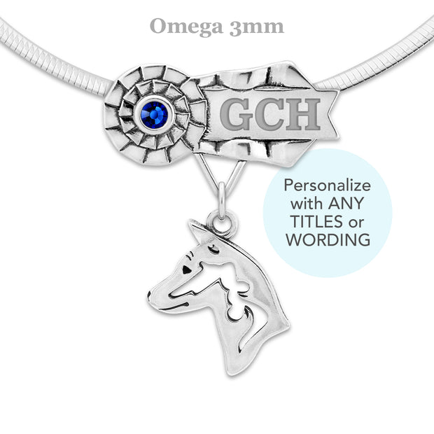 Personalized Best In Show Basenji Necklace, GCH Rosette Jewelry