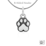 Tiny paw print necklace pendant, Sterling silver paw print themed gifts
