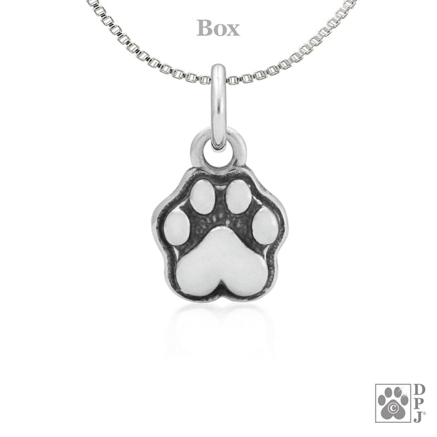 Sterling silver tiny paw print necklace jewelry charm, Dog mom gifts