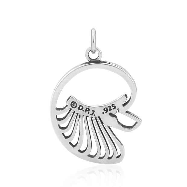 Poodle Pendant Head Design in Sterling Silver Back Side View.