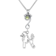 Poodle Necklace Body Design with Peridot Crystal in Sterling Silver with Box Chain.