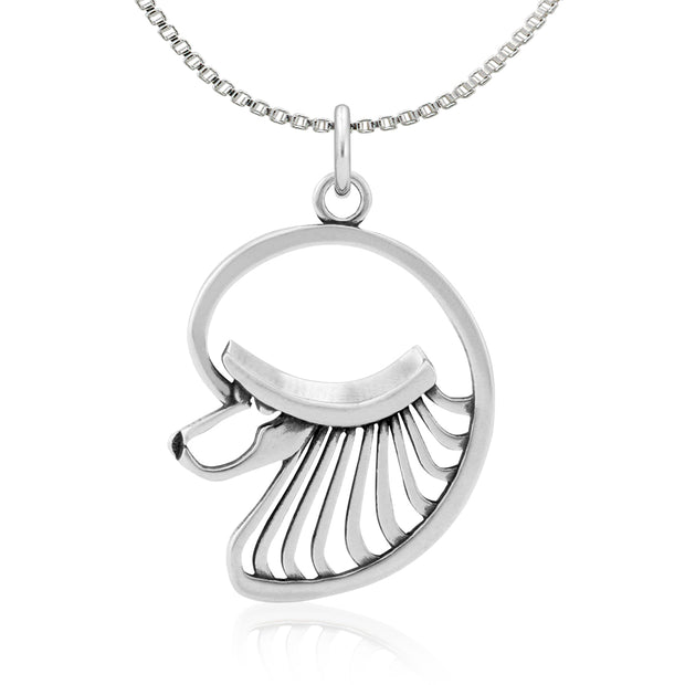 Poodle Necklace Head Design in Sterling Silver on Box Chain.
