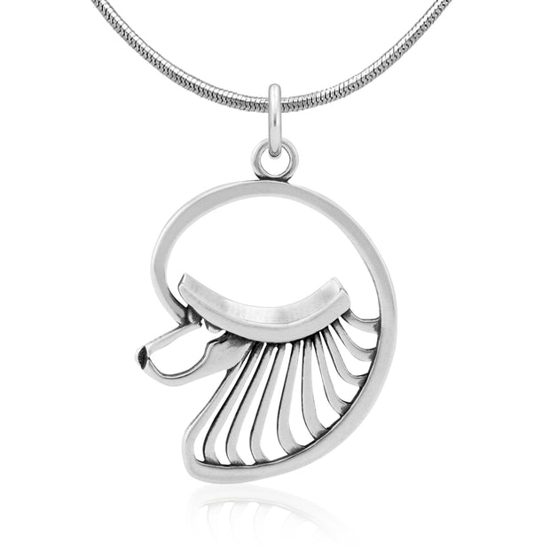 Poodle Necklace Head Design in Sterling Silver on Snake Chain.
