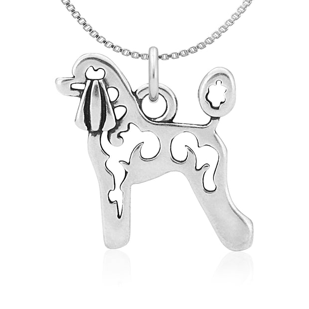 Poodle Necklace Body Design in Sterling Silver on Box Chain.