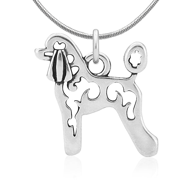 Poodle Necklace Body Design in Sterling Silver on Snake Chain.