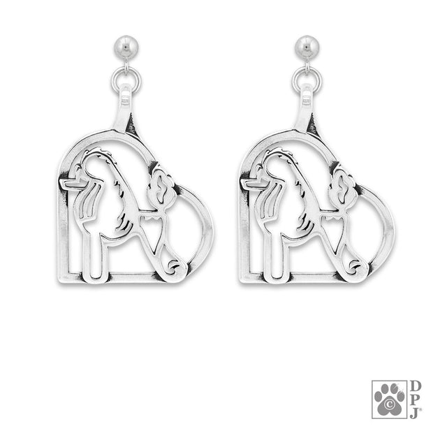 Sterling Silver Poodle Heart Earrings