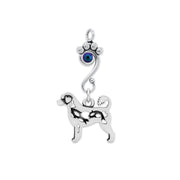 Portuguese Water Dog Pendant Body Design with Fish with Scarabaeus Crystal in Sterling Silver.