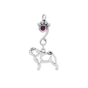 Pug Necklace Body Design with Volcano Crystal in Sterling Silver.