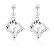 Pug Clip-On Earrings Head Design in Sterling Silver.