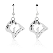 Pug Earrings Head Design in Sterling Silver in French Hook.