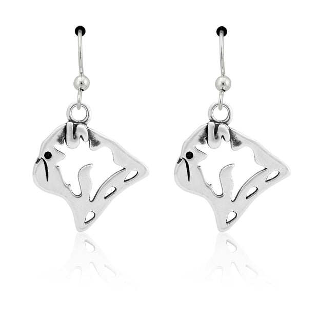 Pug Earrings Head Design in Sterling Silver in French Hook.