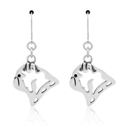 Pug Earrings Head Design in Sterling Silver in Leverback.
