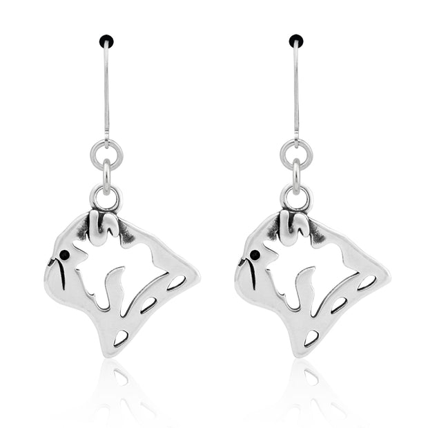 Pug Earrings Head Design in Sterling Silver in Leverback.