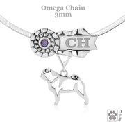 Best In Show Pug Necklace Pendant, Grand Champion Dog Gifts