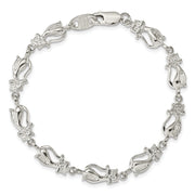 Sterling Silver 9-Lives Cat Bracelet