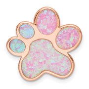 Pink Opal Paw Print Necklace Pendant Gold Plated