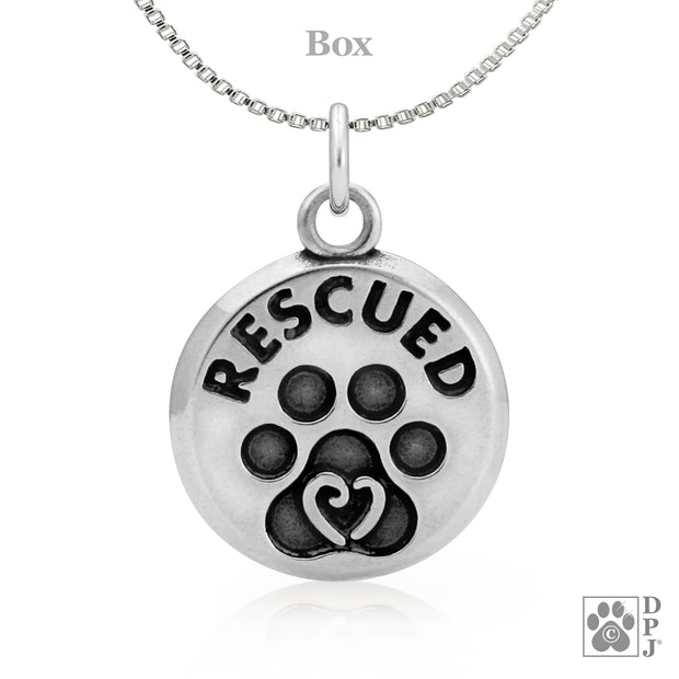 Personalized Paw Necklace, RESCUED Pendant