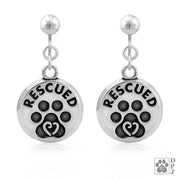 Paw Print RESCUED Earrings, Pet Rescue Jewelry