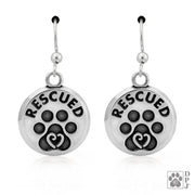 Paw Print RESCUED Earrings, Pet Rescue Jewelry