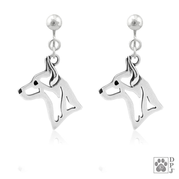 Sterling Silver Rat Terrier Earrings