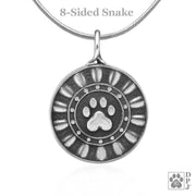 Personalized Pet Memorial, Sterling Silver Reflection Paws Necklace