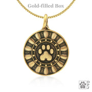 Personalized Pet Memorial, Gold Bronze Reflection Paws Necklace