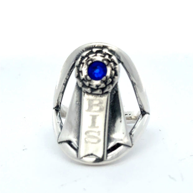 Personalized Ribbon Ring with Crystal Stone. Availalbe in 30+ colors and Personalized with your title. 