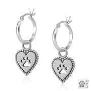Heart and Paw Hoop Earrings, Roped Into Your Love