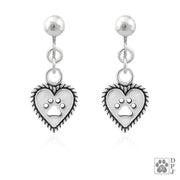 Paw and Heart Earrings, Roped Into Your Love Heart