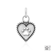 Paw and heart pendant for necklace in sterling silver, Top rated jewelry gifts for dog or cat parents