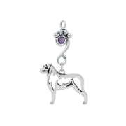 Rottweiler Pendant Body Design with Tanzanite Crystal in Sterling Silver.