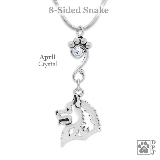Crystal Samoyed Necklace, Head