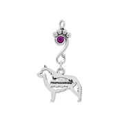 Schipperke Pendant Body Design with Barge and Amethyst Crystal in Sterling Silver.