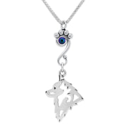 Schipperke Necklace Head Design with Scarabaeus Crystal in Sterling Silver on Box Chain.