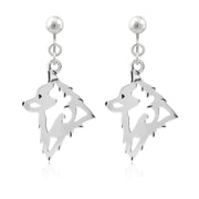 Schipperke Clip-On Earrings Head Design in Sterling Silver.