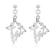 Schipperke Earrings Head Design in Sterling Silver in Dangle Post.