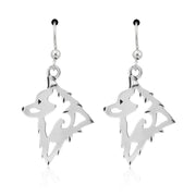 Schipperke Earrings Head Design in Sterling Silver in French Hook.