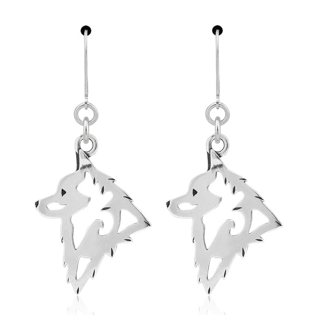 Schipperke Earrings Head Design in Sterling Silver in Leverback.