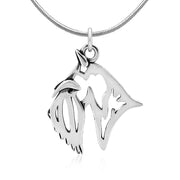 Scottish Terrier Necklace Head Design in Sterling Silver on Snake Chain.