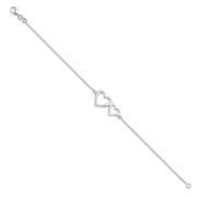 Double Heart Sterling Silver Bracelet