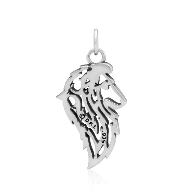 Shetland Sheepdog Pendant Head Design in Sterling Silver Back Side View.