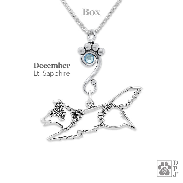Crystal Shetland Sheepdog Jumping Necklace, Body