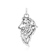 Shetland Sheepdog Pendant Head Design in Sterling Silver.
